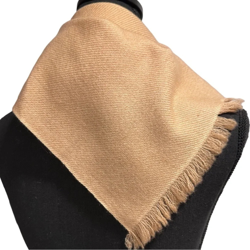 NWT 100% Pashmina Cashmere Muffler Scarf Genuine Chyangra Goat 4 Ply Twill -TAN